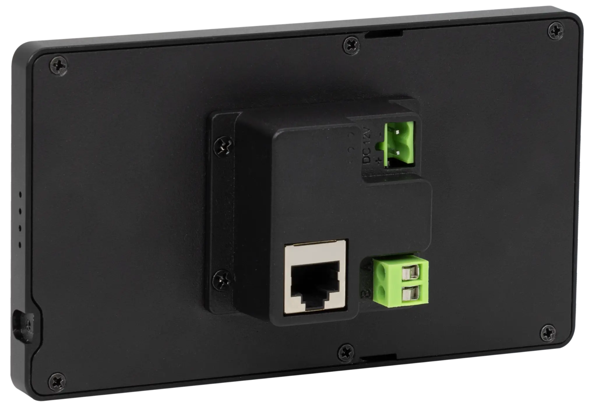 Face arrière du Nexus5&nbsp;: port RJ45 PoE et borniers Phoenix débrochables