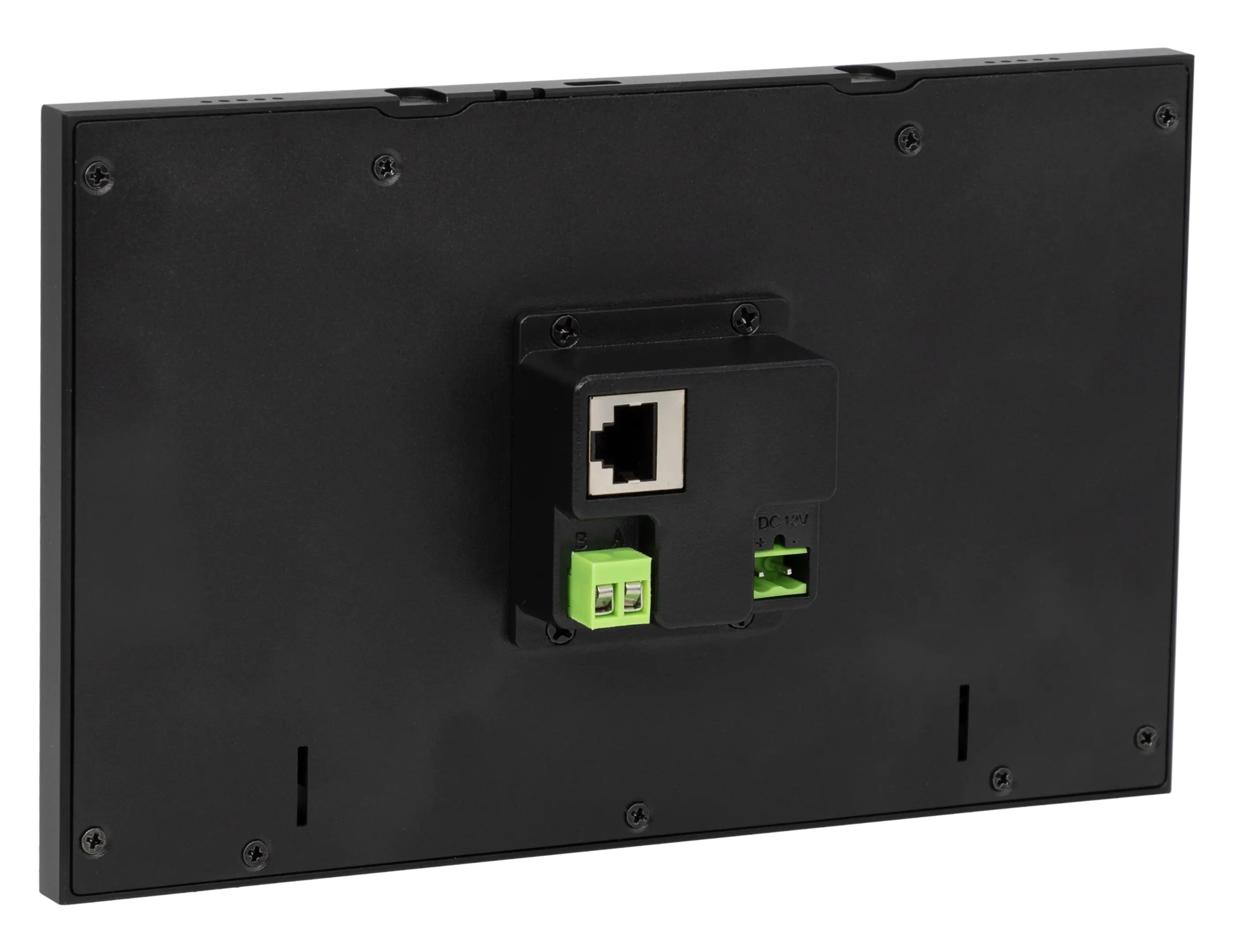 Face arrière du Nexus8&nbsp;: port RJ45 PoE et borniers Phoenix débrochables