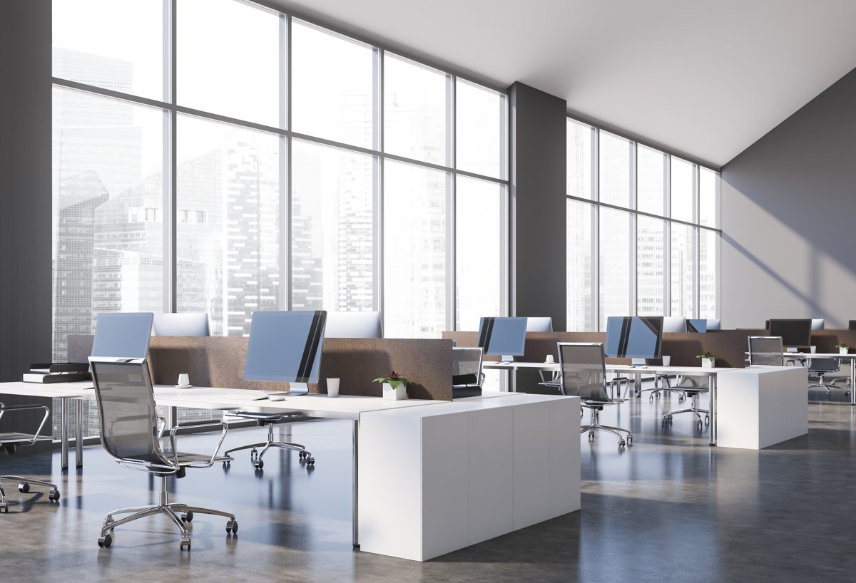 Open-plan office with zone-by-zone audio