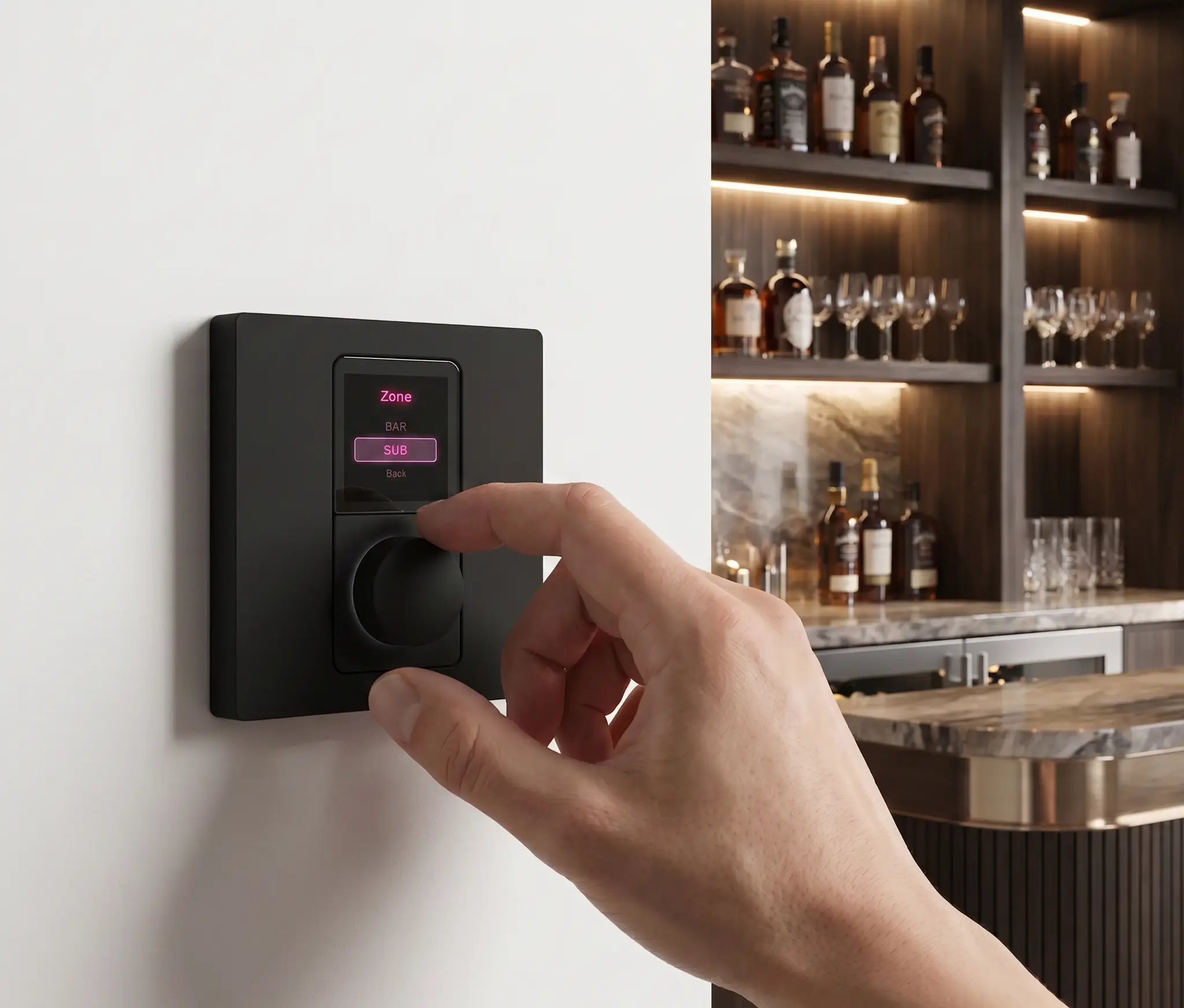 AioCTL installé sur un mur, en situation bar